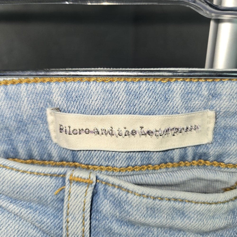 Pilcro Floral Embroidered Distressed Light Blue Jeans - Picture 2 of 9